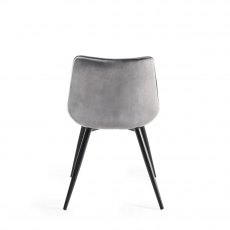 Seurat Grey Velvet Fabric Chairs with Black Legs