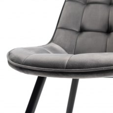 Seurat Grey Velvet Fabric Chairs with Black Legs