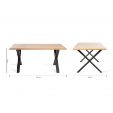 Ramsay X Leg Oak Effect 6 Seater Dining Table