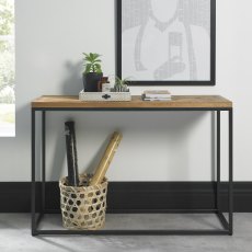 Lowry Rustic Oak & Peppercorn Console Table