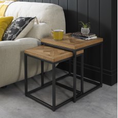 Lowry Rustic Oak & Peppercorn Nest of Tables