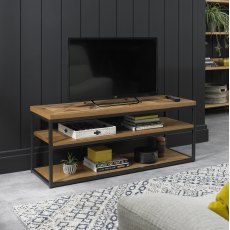 Lowry Rustic Oak & Peppercorn Open Entertainment Unit