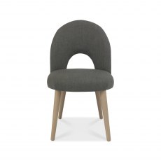 Johansen Cold Steel Fabric Chairs with Scandi Oak Legs