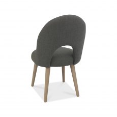 Johansen Cold Steel Fabric Chairs with Scandi Oak Legs