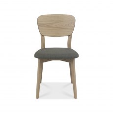 Johansen Cold Steel Fabric Chairs with Scandi Oak Veneer Backs