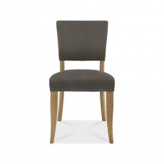Lowry Dark Grey Fabric Chairs with Rustic Oak Legs
