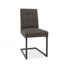 Lowry Dark Grey Fabric Chairs with Gun Metal Frame