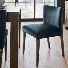 Blake Dark Oak Dark Blue Velvet Fabric Low Back Chairs