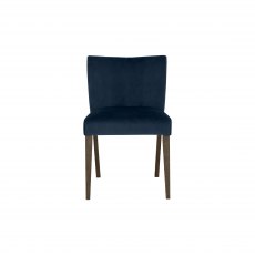 Blake Dark Oak Dark Blue Velvet Fabric Low Back Chairs