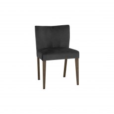 Blake Dark Oak Gun Metal Velvet Fabric Low Back Chairs