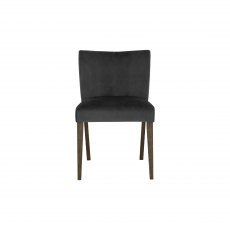 Blake Dark Oak Gun Metal Velvet Fabric Low Back Chairs