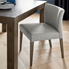 Blake Dark Oak Pebble Grey Fabric Low Back Chairs