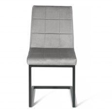 Lewis Grey Velvet Fabric Chairs with Black Frame