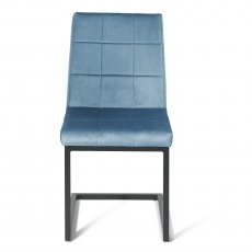 Lewis Petrol Blue Velvet Fabric Chairs with Black Frame