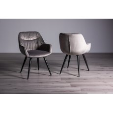 Ramsay 4 Leg Oak Effect 6 Seater & 6 Dali Grey Velvet Fabric Chairs