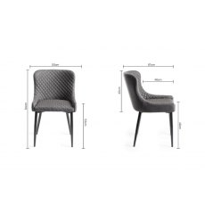 Home Origins Cezanne Upholstered Dining Chair- Dark Grey Faux Leather- line drawing