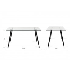 Martini Tempered Glass 6 Seater Dining Table