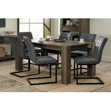 Constable Fumed Oak 6 Seater Dining Table & 6 Lewis Dark Grey Fabric Chairs