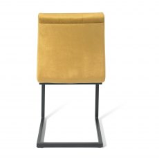 Home Origins Lewis Cantilever Upholstered Dining Chair- Mustard Velvet Fabric- back angle shot