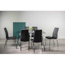 Emin Black Marble Effect Glass 6 Seater Dining Table