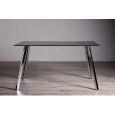 Emin Black Marble Effect Glass 6 Seater Dining Table