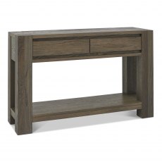 Home Origins Constable Fumed Oak Console Table- front angle shot