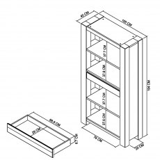 Home Origins Constable Fumed Oak Open Display Unit- line drawing