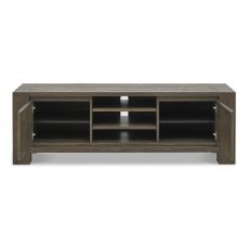 Home Origins Constable Fumed Oak Entertainment Unit- open cabinets