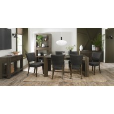 Home Origins Constable Fumed Oak Lamp Table - 6 - 8 Extending Dining Table and Constable Dark Grey Fabric