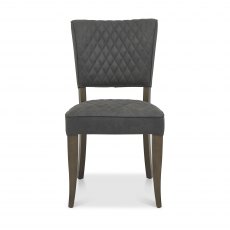 Home Origins Constable Fumed Oak Upholstered Chair- Dark Grey Fabric- front on