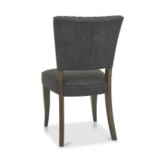 Home Origins Constable Fumed Oak Upholstered Chair- Dark Grey Fabric- back angle shot