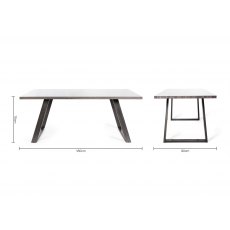 Hirst Grey Glass 6 Seater Dining Table