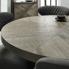 Home Origins Bosco Fumed Oak 4 Seat Circular Dining Table- feature top