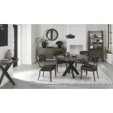 Home Origins Bosco Fumed Oak 4 Seat Circular Dining Table- Bosco old west vintage