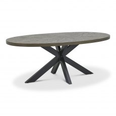 Home Origins Bosco Fumed Oak 6 Seat Dining Table- front angle shot