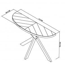 Home Origins Bosco Fumed Oak Console Table- line drawing