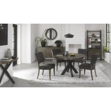 Home Origins Bosco Fumed Oak Console Table- 4 seater table and Constable dark grey fabric