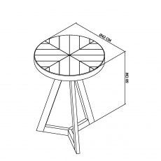 Home Origins Bosco Fumed Oak Lamp Table- line drawing