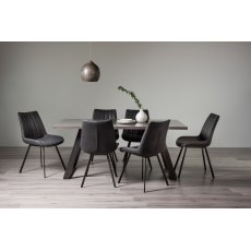 Hirst Grey Painted Glass 6 Seater Dining Table & 6 Fontana Dark Grey Faux Suede Chairs