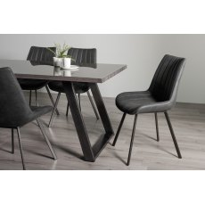 Hirst Grey Painted Glass 6 Seater Dining Table & 6 Fontana Dark Grey Faux Suede Chairs