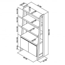 Home Origins Bosco Fumed Oak Open Display Unit- line drawing