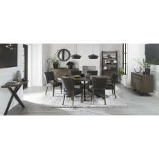 Home Origins Bosco Fumed Oak Sofa Table- 6 seater table and Constable dark grey fabric