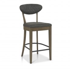 Bosco Fumed Oak Bar Stools in Dark Grey Fabric