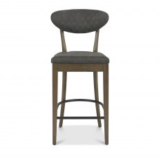 Home Origins Bosco Fumed Oak Upholstered Barstool- Dark Grey Fabric- front on