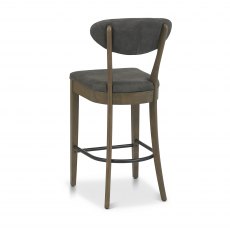 Home Origins Bosco Fumed Oak Upholstered Barstool- Dark Grey Fabric- back angle shot