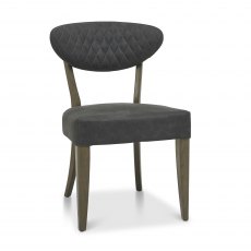 Home Origins Bosco Fumed Oak Upholstered Chair- Dark Grey Fabric- front angle shot