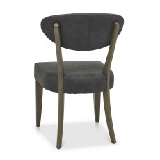 Home Origins Bosco Fumed Oak Upholstered Chair- Dark Grey Fabric- back angle shot