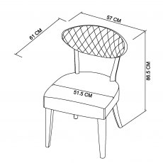 Home Origins Bosco Fumed Oak Upholstered Chair- Dark Grey Fabric- Line Drawing