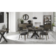 Home Origins Bosco Fumed Oak Upholstered Chair- Dark Grey Fabric- 4 seater table