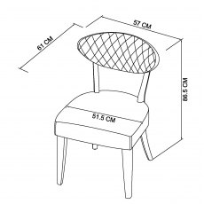 Home Origins Bosco Fumed Oak Upholstered Chair- Old West Vintage- Line Drawing